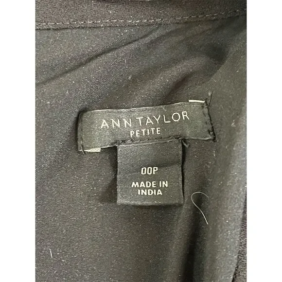 Ann Taylor Petite Black Fit & Flare Dress Beaded Neckline Size 00P - Picture 13 of 14